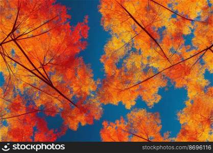 Vertical shot of Autumn trees seamless textile pattern 3d illustrated
