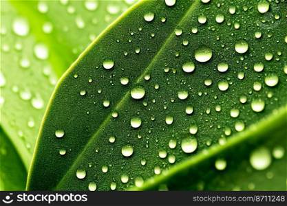 Vertical shot of beautiful leafs with raindrops 3d illustrated