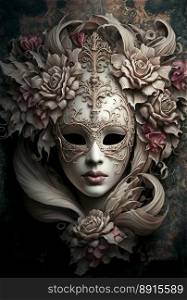 Vertical shot of beautiful Venetian mask, Scary masks for party