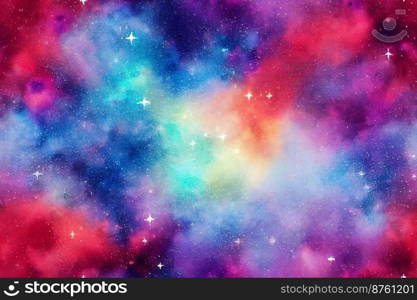 Vertical shot of colorful stars in space abstract background 3d illustrated