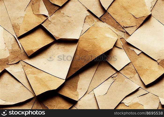 Vertical shot of Cracked cardboards seamless textile pattern 3d illustrated