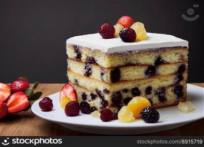 Vertical shot of delicious fruit cake