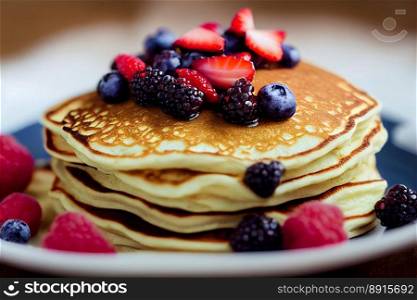 Vertical shot of delicious fruit pancakes