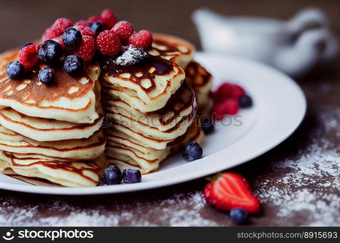 Vertical shot of delicious fruit pancakes