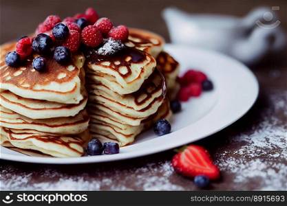 Vertical shot of delicious fruit pancakes