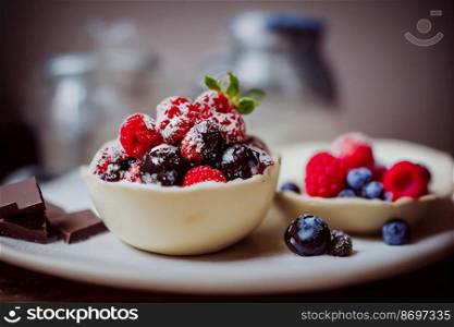 Vertical shot of delicious healthy mini fruit bowl 3d illustrated