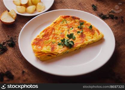 Vertical shot of delicious  homemade spanish tortilla 3d illustrated
