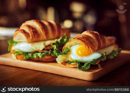 Vertical shot of Delicious meat sandwich with tasty egg