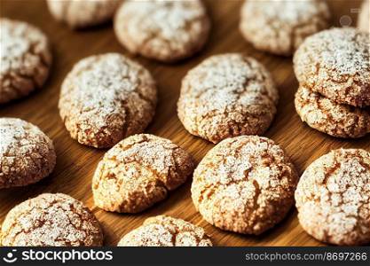 Vertical shot of Delicious tasty almond cookies 3d illustrated