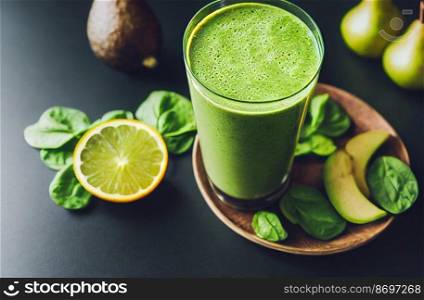 Vertical shot of delicious tasty healthy vegetable smoothie 3d illustrated
