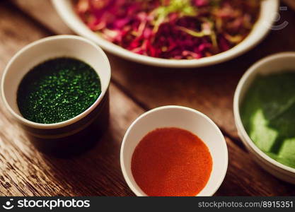 Vertical shot of delicious vegetable sauces