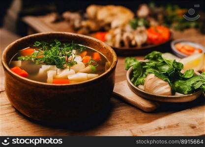 Vertical shot of delicious vegetable soup