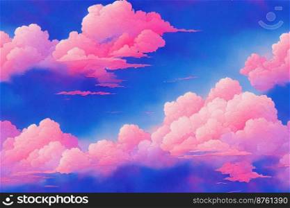 Vertical shot of fantasy pastel pink  clouds 3d illustrated