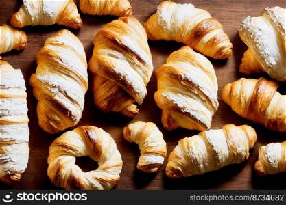 Vertical shot of freshly baked croissant 3d illustrated