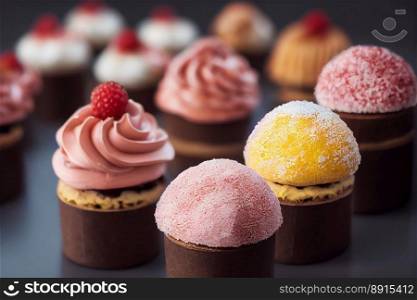 Vertical shot of freshly baked cute cupcakes
