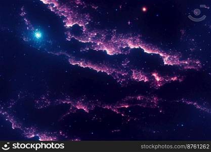Vertical shot of futuristic night landscape with abstract design 3d illustrated