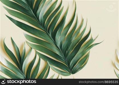 Vertical shot of Palm leafs seamless textile pattern 3d illustrated