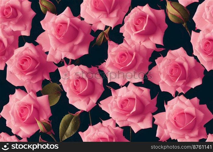 Vertical shot of pink roses abstract design background 3d illustrated