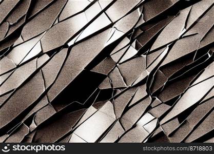 Vertical shot of shattered dark mirror seamless textile pattern 3d illustrated
