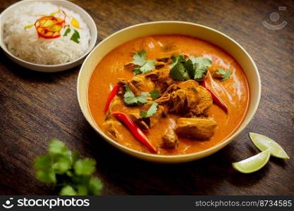 Vertical shot of Thai style delicious turkey curry 3d illustrated
