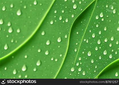 Vertical shot of tropical leaf with rain water abstract design 3d illustrated