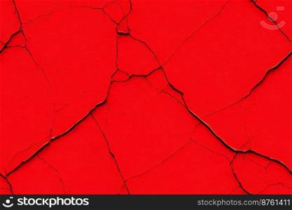 Vertical shot of vintage cracked red surface 3d illustrated