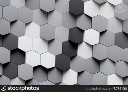 Vertical shot of white and gray geometric hexagons abstract background 3d illustrated