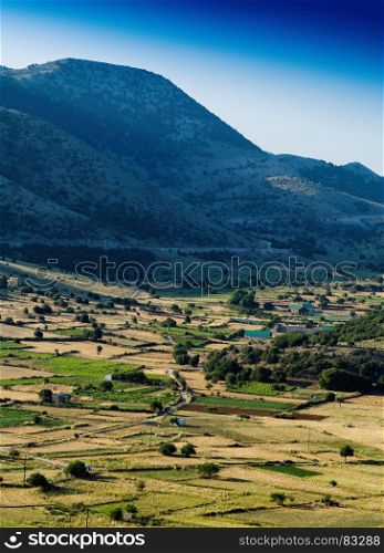 Vertical vivid mountain village background backdrop