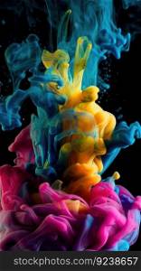 Vertical wallpaper mobile with abstract paint in smoke water explosion , Smartphone wallpapers , Generate Ai