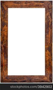 Vertical Wooden Picture Frame Isolated on White Background