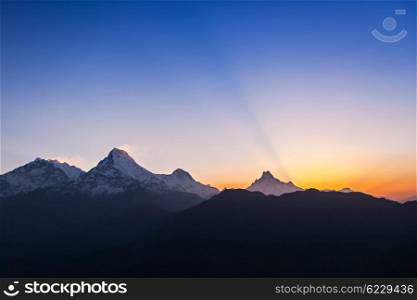 Very beautiful surise in Himalaya mountains, Nepal