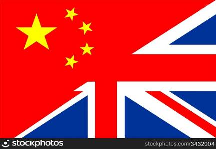 very big size half united kingdom half china flag