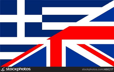 very big size half united kingdom half greece flag