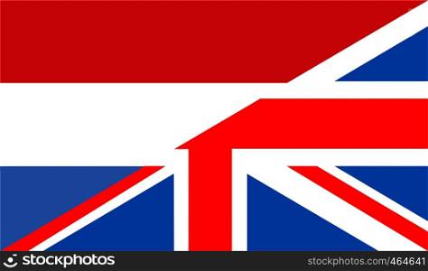 very big size half united kingdom half netherlands flag