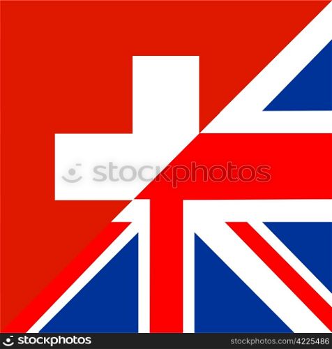 very big size half united kingdom half switzerland flag