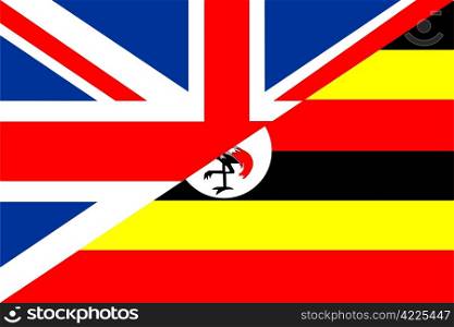 very big size half united kingdom half uganda flag