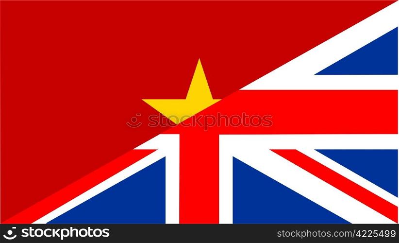 very big size half united kingdom half vietnam flag