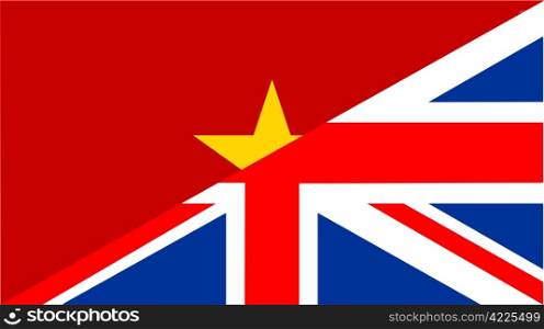 very big size half united kingdom half vietnam flag