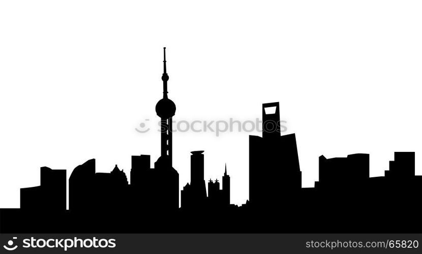 very big size shanghai city skyline silhouette