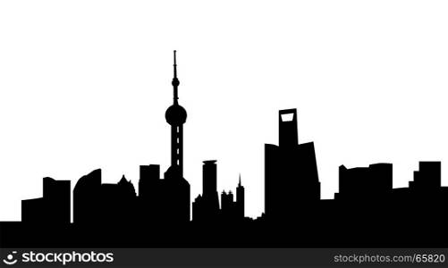 very big size shanghai city skyline silhouette