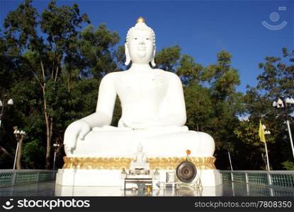 Very big white Buddha in Thaton, Thailand