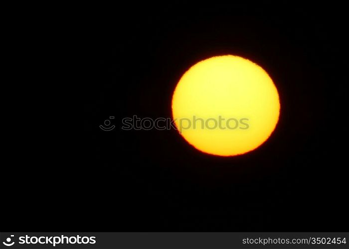 very big yellow sun close up