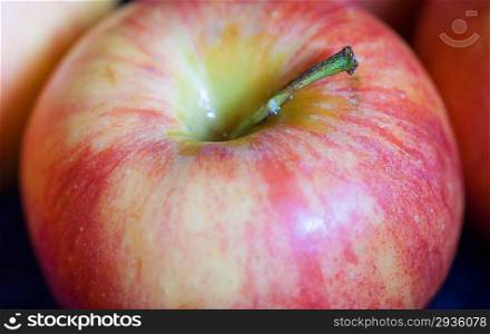 Very closeup of the Pink Ledy apple fresh natural organic apple candid look.