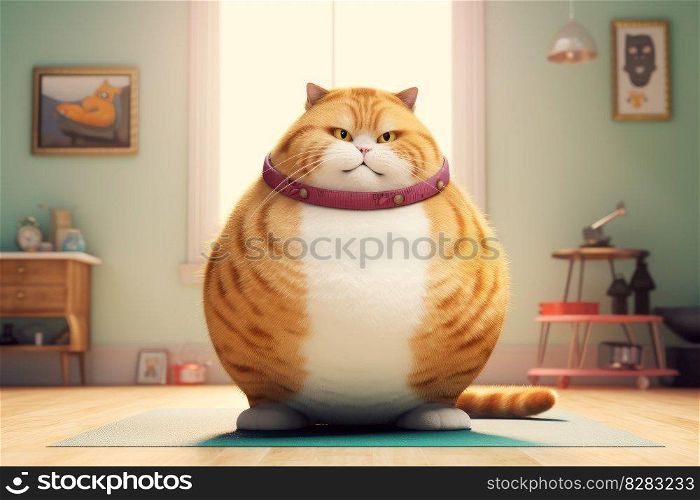 Very cute red fat cat. Nature game. Generate Ai. Very cute red fat cat. Generate Ai