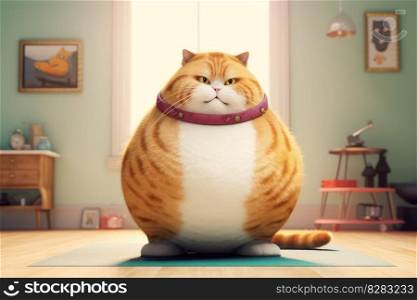Very cute red fat cat. Nature game. Generate Ai. Very cute red fat cat. Generate Ai