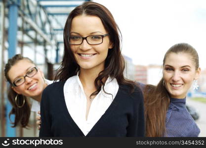 very funny laughing happy girlfriends close up