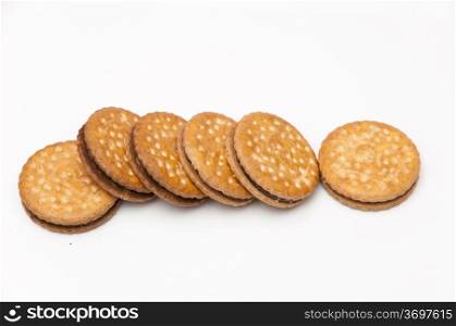 very good chocolate chip cookies on white background