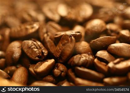 very hot big black coffee beans macro
