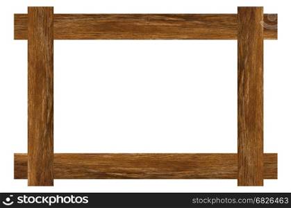 Very large old wood frame on clean white background.. Granite gravel texture