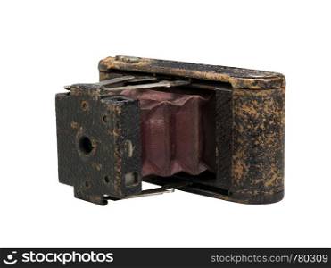 very old camera on white background